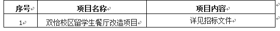 皇冠welcome官网双怡校区留学生餐厅改造项目招标公告