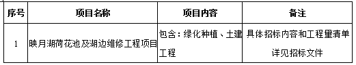 皇冠welcome官网映月湖荷花池及湖边维修工程项目招标公告